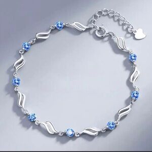 Sterling Silver and Blue CZ stones Bracelet
